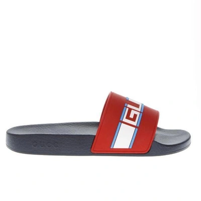 Gucci Pursuit Stripe Slide Sandal In Red