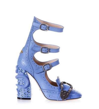 Gucci Queercore Buckle Heeled Pumps In Blue