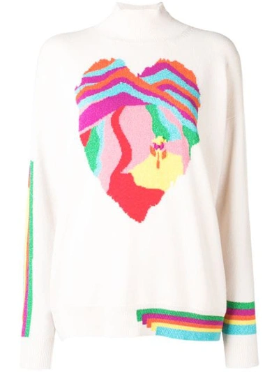 Barrie Heart Cashmere Sweater In White