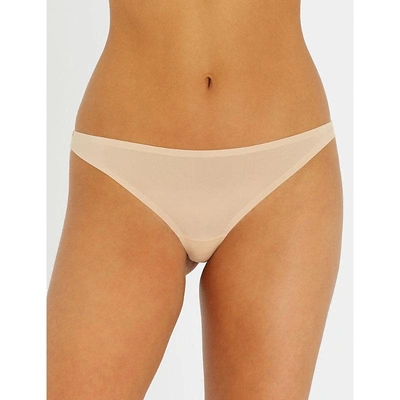 Stella Mccartney Stella Smooth And Lace Stretch-jersey And Lace Thong In Nude