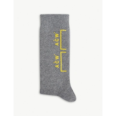 A-cold-wall* Logo Knitted Socks In Grey