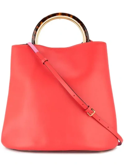 Marni Round Handle Tote In Red