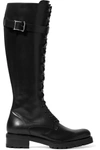 RUPERT SANDERSON DUNCAN BUCKLED LEATHER KNEE BOOTS