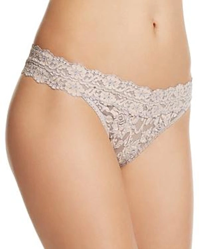 Hanky Panky Cross-dyed Signature Lace Original-rise Thong In Cygnet/vanilla