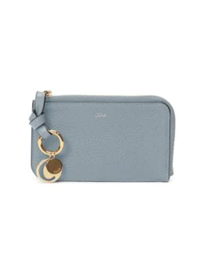 Chloé Alphabet Leather Zip-around Wallet In Cloudy Blue
