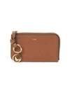 Chloé Alphabet Textured-leather Wallet In Tan