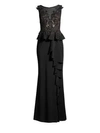 BASIX BLACK LABEL Sleeveless Floral-Lace Peplum Gown