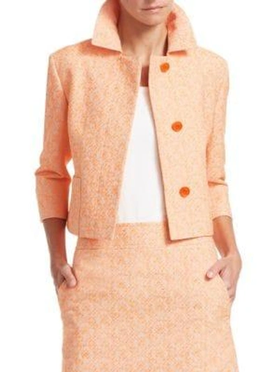 Akris Punto Cropped Tweed Jacket In Tangerine