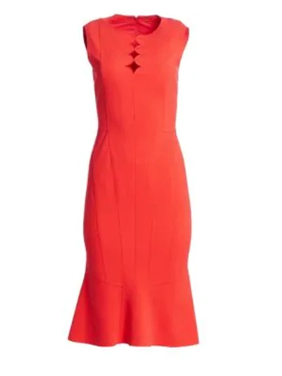 Akris Punto Sleeveless Jersey Dress With Memphis Scallop Detail In Rosso Forte