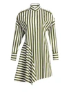 AKRIS PUNTO Asymmetric Wool Stripe Shirtdress