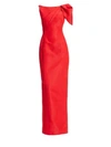 ZAC POSEN Silk Faille Puff-Shoulder Column Gown