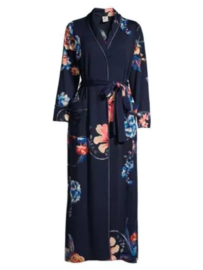 Jonquil Hampton Court French Terry Dressing Gown In Navy