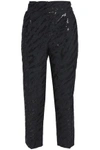 BRUNELLO CUCINELLI BRUNELLO CUCINELLI WOMAN CROPPED SEQUIN-EMBELLISHED WOOL AND LINEN-BLEND TAPERED PANTS CHARCOAL,3074457345619215075