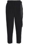 BRUNELLO CUCINELLI BRUNELLO CUCINELLI WOMAN CROPPED BEAD-EMBELLISHED CREPE TAPERED PANTS BLACK,3074457345619211735