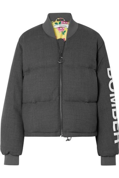 Off-white Printed Wool-blend Down Bomber Jacket In Grey