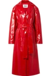 MSGM Faux glossed-leather trench coat