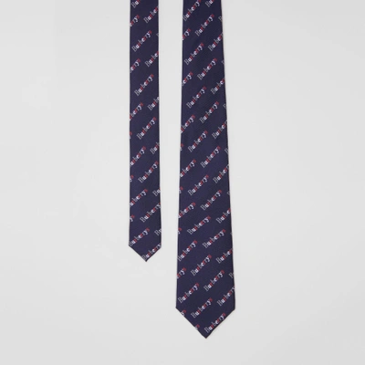 Burberry Modern Cut Archive Logo Print Silk Tie In Blue