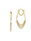 CELARA 14K Yellow Gold & Diamond Half-Chain Hoop Earrings