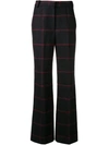 SELF-PORTRAIT SELF-PORTRAIT CHECKED FLARED TROUSERS - 蓝色