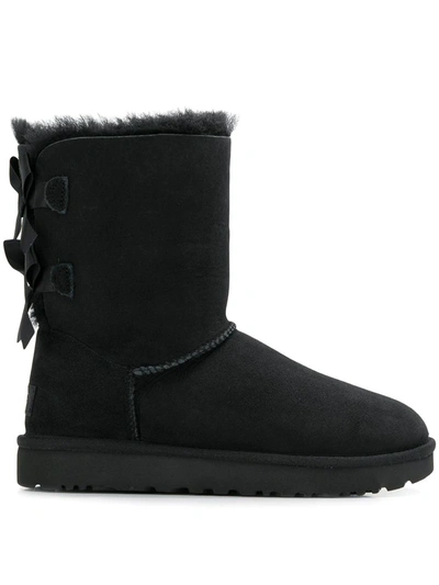 Ugg Bailey Bow Ii Low Heels Ankle Boots In Black Suede