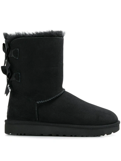 Ugg Bailey Bow Ii Low Heels Ankle Boots In Black Suede In Schwarz