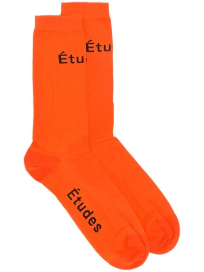 Etudes Studio Études Logo嵌花短款袜 - 橘色 In 58torange