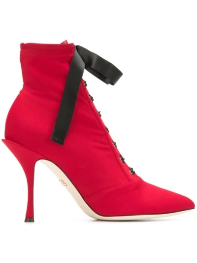 Dolce & Gabbana Ankle Boots In Stretch Jersey In Red