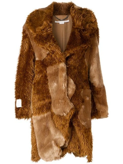 Stella Mccartney Sugar Cane Faux Fur Coat In Brown