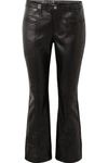 SAINT LAURENT CROPPED LEATHER FLARED PANTS
