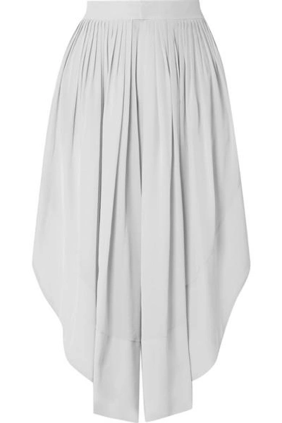 Chloé Cropped Silk Crepe De Chine Wide-leg Trousers In Grey