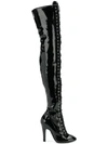 MOSCHINO MOSCHINO LACE-UP THIGH HIGH BOOTS - BLACK