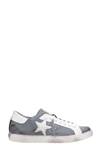 2STAR GREY LEATHER DESTROYED EFFECT trainers,10715605