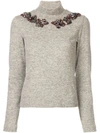 PATBO PATBO EMBELLISHED SWEATER - BROWN