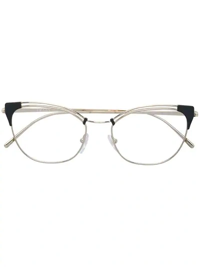Prada Eyewear Cat-eyed Frame Glasses - 金属色 In Metallic
