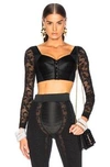 DOLCE & GABBANA Lace & Satin Long Sleeve Bustier,DOLF-WS30