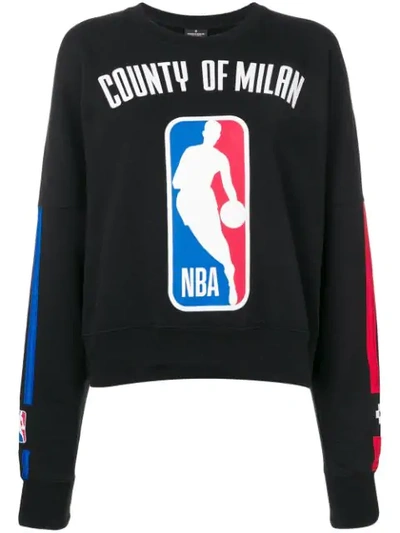 Marcelo Burlon County Of Milan Nba Black Cotton Sweatshirt In Nero