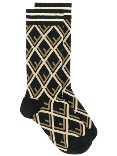 Fendi Geometric Short Socks - 黑色 In Black