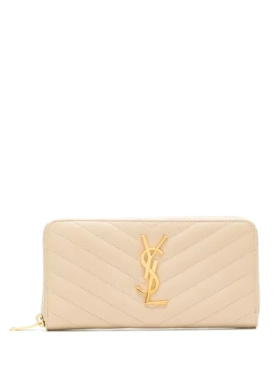 Saint Laurent 'monogram' Wallet In Pink