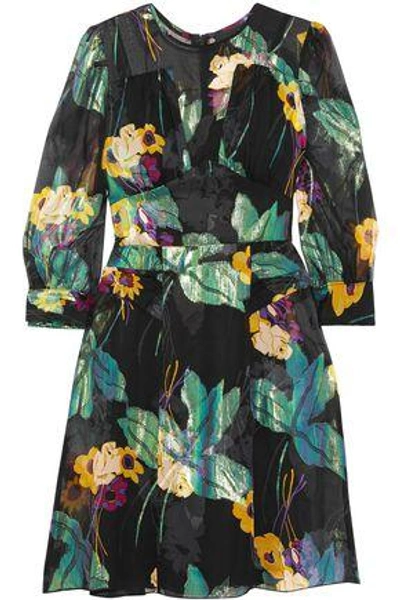 Anna Sui Woman Blithe Spirit Fil Coupé Silk-blend Chiffon Mini Dress Black