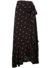 GANNI GANNI POLKA DOT WRAP SKIRT - BLACK