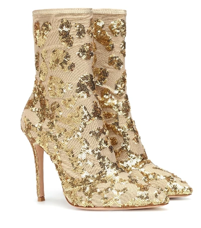 Gianvito Rossi Daze Sequined Ankle Boots In Gold