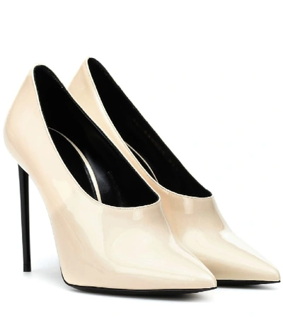 Saint Laurent Teddy Patent-leather Pumps In White