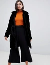 Y.A.S. FAUX FUR TEXTURED BELTED COAT - BLACK,26012465