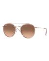 Ray Ban Round Gradient Metal Sunglasses In Gold/blue