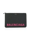 Balenciaga Ville Leather Pouch In Black Pink