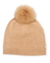 GORSKI KNIT CASHMERE BEANIE HAT W/ FUR POMPOM,PROD214700016