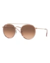 Ray Ban Round Gradient Metal Sunglasses In Gold