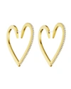 CADAR 18K GOLD LARGE DIAMOND HEART HOOP EARRINGS,PROD215670088