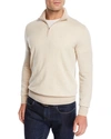 Loro Piana Roadster Striped Cashmere Half-zip Sweater In Medium Beige
