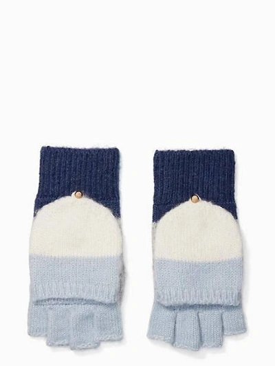 Kate Spade Blushed Colourblock Pop Top Mittens In Rich Ink